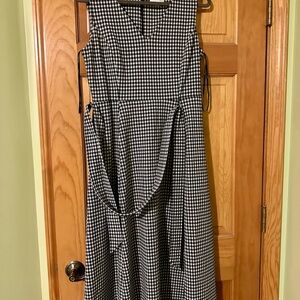 Calvin Klein Black and White Checkered Midi Dress
